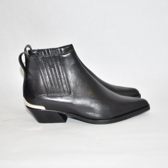 $500 RAG & BONE Westin Bootie CUBAN BLACK LEATHER LOGO CHUNKY 40 (DC9.5) - Picture 4 of 12